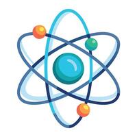 Atom Model Icon with Electrons Orbiting and Physics Concept vector