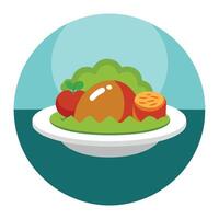 Plate Icon with a Simple Meal and Plate Concept vector