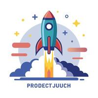 Rocket Icon Being Unveiled and Product Launch Concept vector