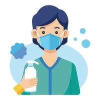 Person Icon with a Mask and Post-Pandemic Lifestyle Concept vector