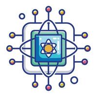 Quantum Circuit Diagram Icon and Quantum Computing Concept vector