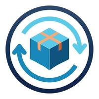 Box Icon with Circular Arrows and Return Policy Concept vector