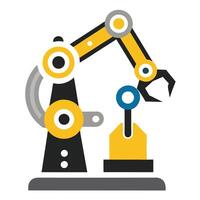 Robotic Arm Icon Holding a Tool and Robotic Arm Concept vector