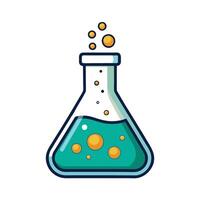Flask Icon Filled with Bubbling Liquid and Science Concept vector