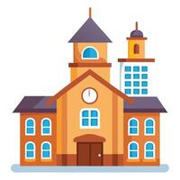 School Building Icon with a Bell Tower and School Concept vector