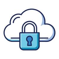 Cloud Icon with a Lock and Secure Cloud Concept vector