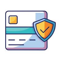 Credit Card Icon with a Shield and Secure Payment Concept vector