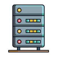 Server Rack Icon with Blinking Lights and Server Concept vector