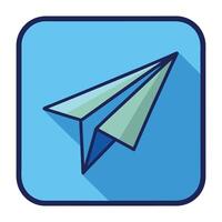 Paper Plane Icon over a Square Symbol and Send Concept vector