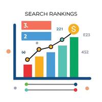 Graph Icon with Search Engine Rankings and SEO Analytics Concept vector