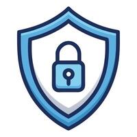 Protective Shield Icon with a Lock and Shield with Lock Concept vector