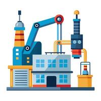 Factory Icon with Robotic Arms and Smart Factory Concept vector