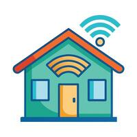 House Icon with a Wi-Fi Symbol and Smart Home Concept vector