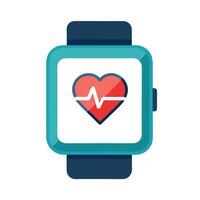 Smartwatch Icon Displaying a Heart Rate and Smartwatch with Heart Concept vector