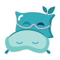 Pillow Icon with a Sleeping Mask and Sleep Hygiene Concept vector