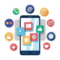 Phone Icon with Multiple Social Media Apps and Social Media Management Concept vector