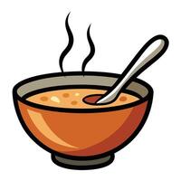 Steaming Bowl of Soup Icon with a Spoon and Soup Bowl Concept vector