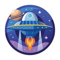 Futuristic Spaceship Icon in Orbit and Spaceship Concept vector