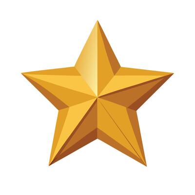 Golden Star Icon in Flat Style and Star Concept