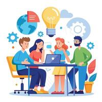 Team Icon Brainstorming in an Office and Startup Workspace Concept vector