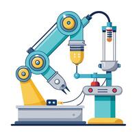 Robotic Arm Icon Performing Surgery and Surgical Robotics Concept vector