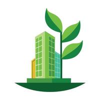 Green Leaf Icon Growing from a Briefcase and Sustainable Business Concept vector