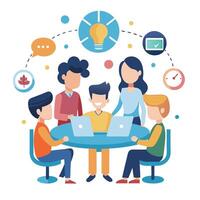 Group of People Icon Brainstorming and Team Collaboration Concept vector