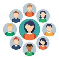 Multiple User Profile Icons Grouped Together and Team Concept vector