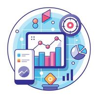 Chart Icon Displaying Futuristic Symbols and Tech Trends Concept vector