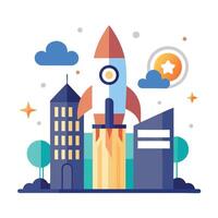 Rocket Icon Launching from a Startup and Tech Startup Concept vector