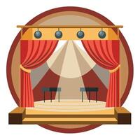 Stage Icon with Theater Curtains and Spotlights and Theater Concept vector