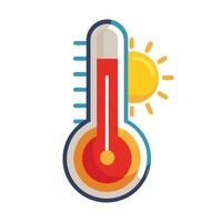 Thermometer Icon Showing High Temperature and Thermometer with Sun Concept vector
