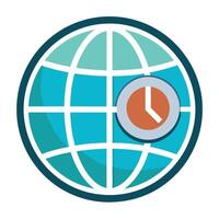 Globe Icon with a Clock Overlay and Time Zone Globe Concept vector