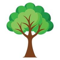 Flat Style Tree Icon with Green Foliage and Tree Concept vector