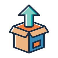 Upward Arrow Icon with a Box and Upload Concept vector