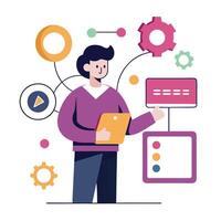 Person Icon Interacting with a Product and User Testing Concept vector