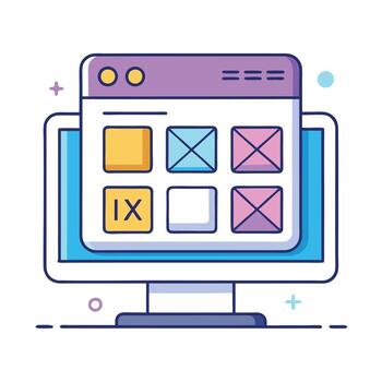 Wireframes Icon on a Screen showing UX UI Design Concept vector