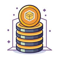 Stack of Digital Coins Icon and Virtual Currency Concept vector