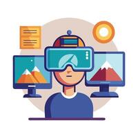 Digital Art Gallery Icon and Virtual Gallery Concept vector