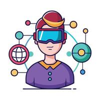 Person Icon Wearing a VR Headset and Virtual Reality Concept vector