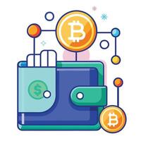 Wallet Icon with Digital Currency and Virtual Currency Concept vector