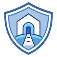 Shield Icon with a Tunnel Graphic and VPN Concept vector
