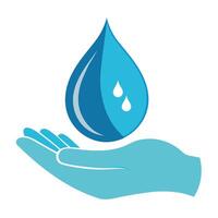 Water Droplet Icon with a Hand Holding it and Water Conservation Concept vector