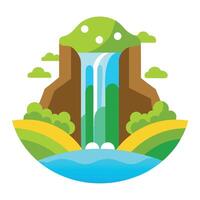 Waterfall Icon with Flowing Water and Waterfall Concept vector
