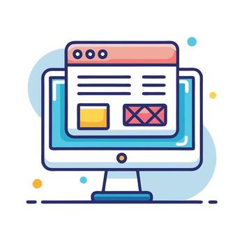 Computer Screen Icon with a Wireframe and Web Design Concept vector