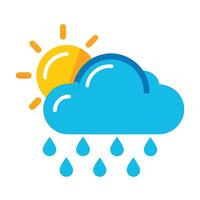 Cloud Icon with a Sun and Rain and Weather Concept vector