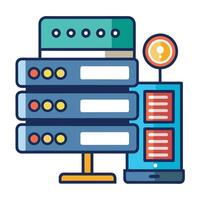 Server Icon with a Website Symbol and Website Hosting Concept vector