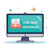Computer Screen Icon Displaying a Live Presentation and Webinar Concept vector