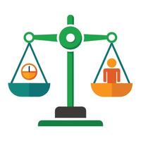 Scale Icon with Work on One Side and Leisure on the Other and Work-Life Balance Concept vector