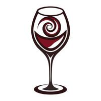 A Wine Glass Icon with a Swirl and Wine Tasting Concept vector